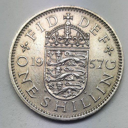 1957 GREAT BRITAIN 1 SHILLING SILVER QE11