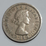 1955 GREAT BRITAIN SIX PENCE SILVER QE11