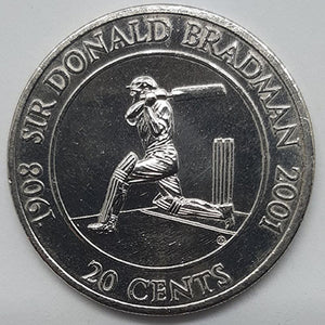 2001 20c Australian coin Sir Donald Bradman