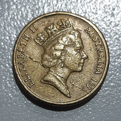 1995 $2 Australian coin-Lamination Peel Error