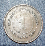 1897 STRAITS SETTLEMENTS ONE CENT Q VIC