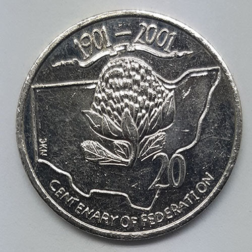 2001 20c Australian coin Cent of Federation NSW