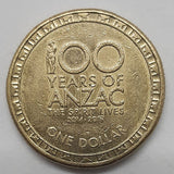 2016 1 dollar Australian coin Anzac