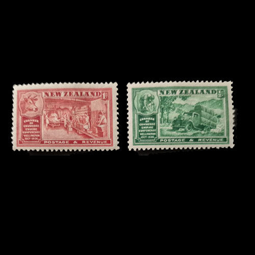 NEW ZEALAND 1936 1/2d GREEN & 1d RED CHAMBER OF COMMERCE MH