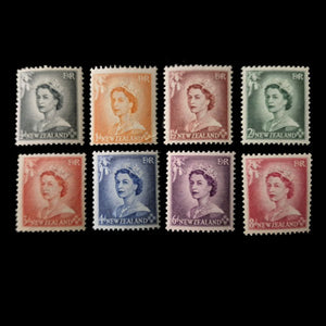 NEW ZEALAND 1954 QEII SET (8) MNH