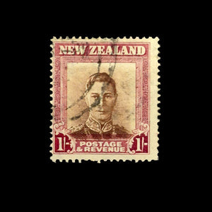 NEW ZEALAND 1947 1/- BROWN/RED KGVI FU