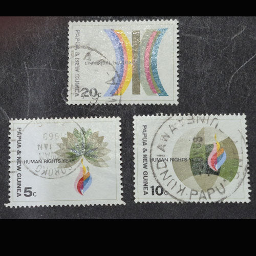 PAPUA NEW GUINEA 1968 HUMAN RIGHTS &  20c UNI SUFFRAGE SET (3) FU