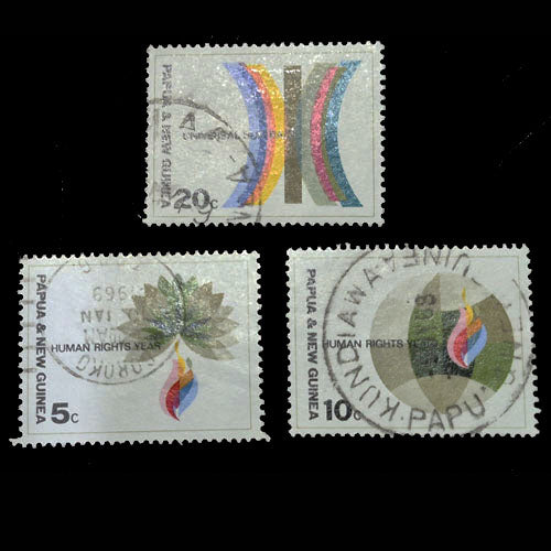 PAPUA NEW GUINEA 1968 HUMAN RIGHTS &  20c UNI SUFFRAGE SET (3) FU