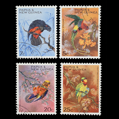 PAPUA NEW GUINEA 1967 PARROTS SET (4) FU