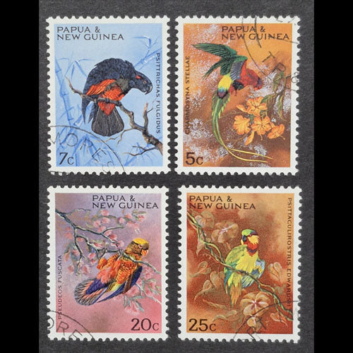 PAPUA NEW GUINEA 1967 PARROTS SET (4) FU