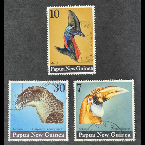 PAPUA NEW GUINEA 1974 BIRD HEADS SET (3) FU