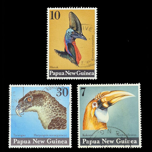 PAPUA NEW GUINEA 1974 BIRD HEADS SET (3) FU