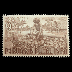 PAPUA NEW GUINEA 1952 9d BROWN COPRA MAKING MH