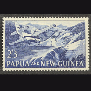 PAPUA NEW GUINEA 1961 2' /3d BLUE LANDING AIRCRAFT MH