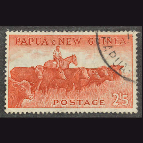 PAPUA NEW GUINEA 1952 2/5d RED CATTLE VFU