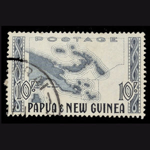 PAPUA NEW GUINEA 1952 10/- SLATE MAP FU