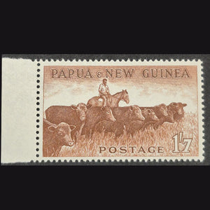 PAPUA NEW GUINEA 1952 1'/7d BROWN CATTLE MLH