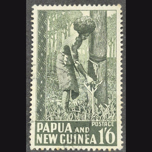 PAPUA NEW GUINEA 1952 1'/6d MYRTLE RUBBER TAPPING FU