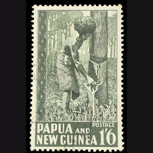 PAPUA NEW GUINEA 1952 1'/6d MYRTLE RUBBER TAPPING FU