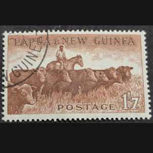 PAPUA NEW GUINEA 1952 1'/7d BROWN CATTLE VFU