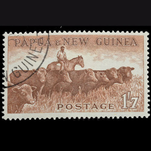 PAPUA NEW GUINEA 1952 1'/7d BROWN CATTLE VFU