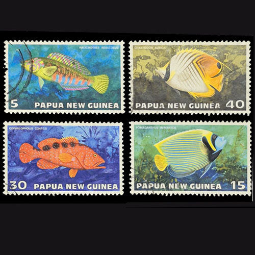 PAPUA NEW GUINEA 1976 TROPICAL FISH SET (4) FU