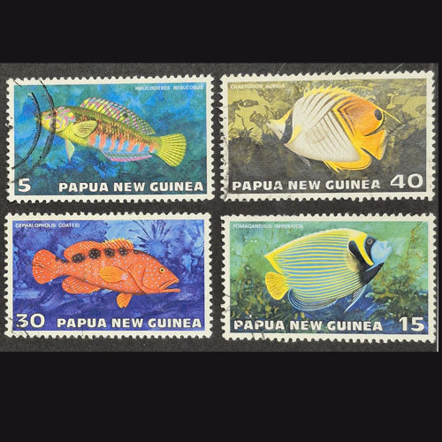 PAPUA NEW GUINEA 1976 TROPICAL FISH SET (4) FU