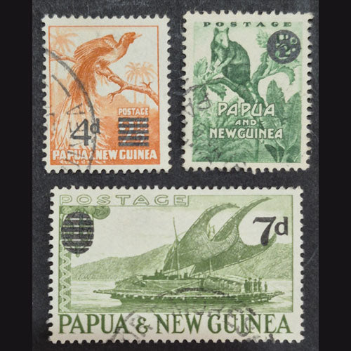 PAPUA NEW GUINEA 1957 OVERPRINT SET (3) FU