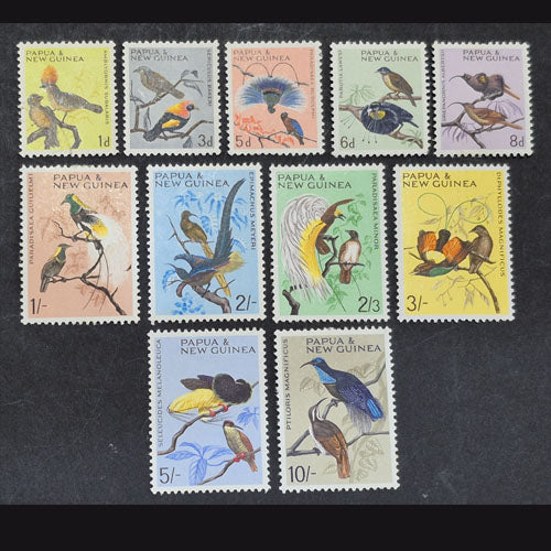 PAPUA NEW GUINEA 1964 BIRDS SET (11) MH