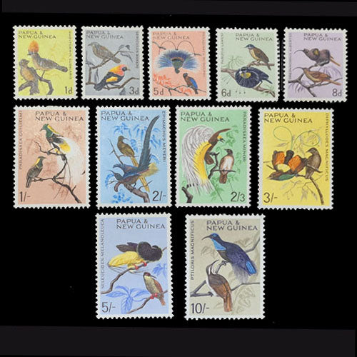 PAPUA NEW GUINEA 1964 BIRDS SET (11) MH