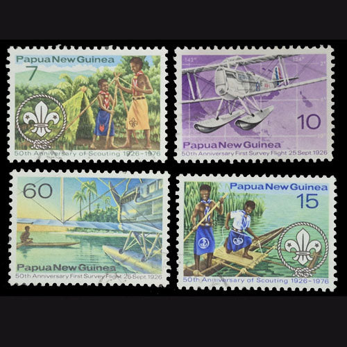 PAPUA NEW GUINEA 1976 50TH ANNIV OF SURVEY FLIGHT SET (4) VFU