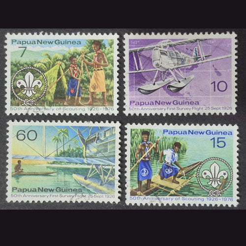 PAPUA NEW GUINEA 1976 50TH ANNIV OF SURVEY FLIGHT SET (4) VFU