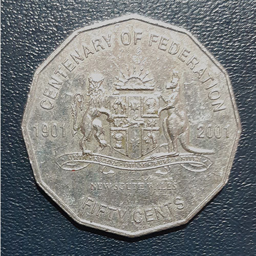 2001 50c Australian coin Centenary of Federation New South Wales