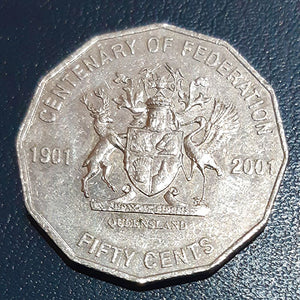 2001 50c Australian coin Centenary of Federation Queensland