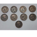 GREAT BRITAIN EDWARD VII ONE PENNY SET 1902-10