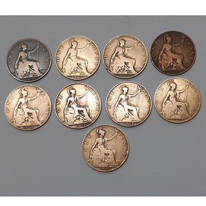 GREAT BRITAIN EDWARD VII ONE PENNY SET 1902-10 (polished)