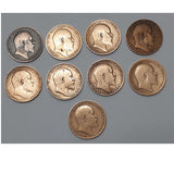 GREAT BRITAIN EDWARD VII ONE PENNY SET 1902-10 (polished)