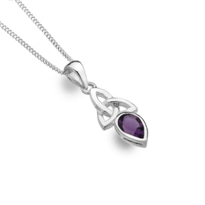 PENDANT CELTIC TRINITY +AMETHYST  STERLING SILVER+ CHAIN