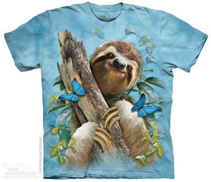 TSHIRT SLOTH AND BUTTERFLIES