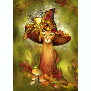 GREETING CARD Cat in Fancy Witch Hat 3