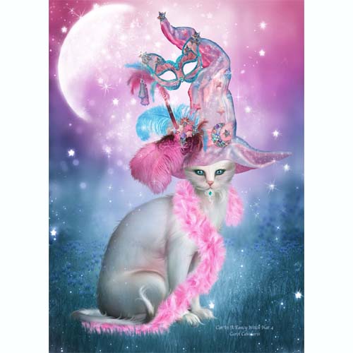 GREETING CARD Cat in Fancy Witch Hat 4
