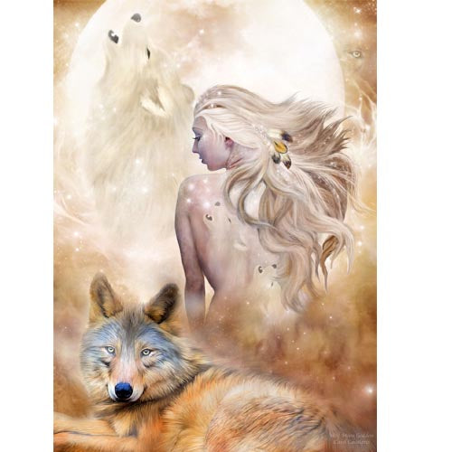 GREETING CARD Moon Goddess Wolf