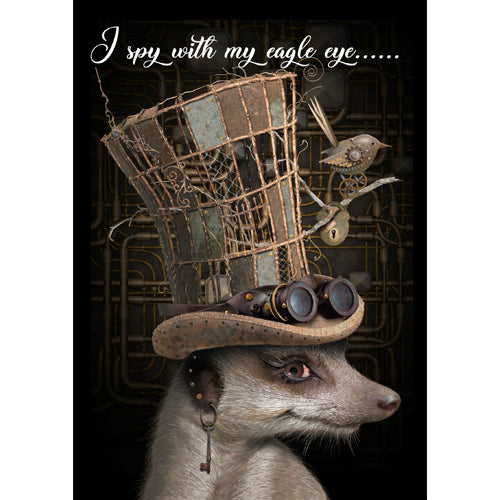 GREETING CARD Steampunk Meerkat