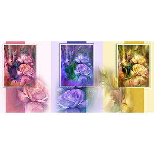 GREETING CARD TRI FOLD Raindrops on Roses