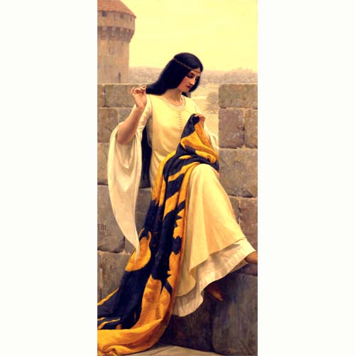 FRAMEABLE PRINT STITCHING THE STANDARD by  Edmund Leighton